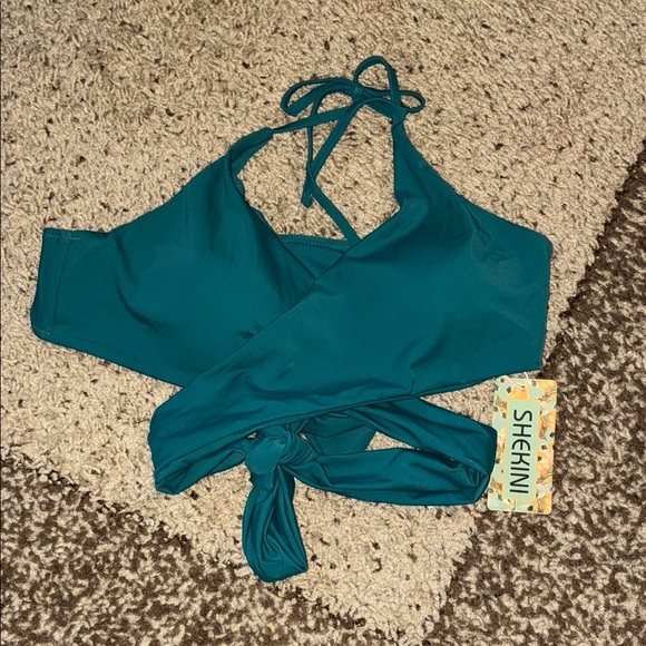 Shekini Teal Halter Bikini with Wrap-Around Ties - Picture 2 of 8